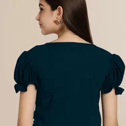 Mast & Harbour Women Pack Of 2 Puff Sleeve Peplum Top image 2