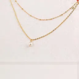 Zaphariq Gold-Plated Pearls Beaded Layered Minimal Necklace image 4