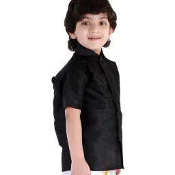 VASTRAMAY Kids Black Ethnic Shirt image 3