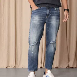 Mr Bowerbird Men Tapered Fit Mildly Distressed Heavy Fade Cropped Stretchable Jeans-picture-10