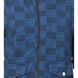 Campus Sutra Blue Checks Full Sleeves Mock Collar Jacket image 4