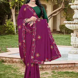 jayant creation Maroon Silk Blend Sarees-picture-47