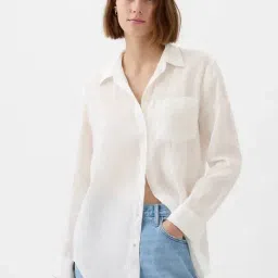 GAP Off White Solid Long Sleeves Shirt-picture-31