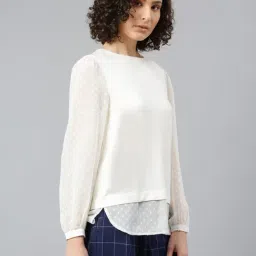 Beverly Hills Polo Club Off-White Self Pattern Top image 4