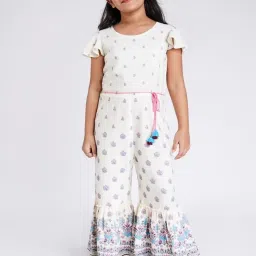 Global Desi Girl Off White Printed Jumpsuit image 1