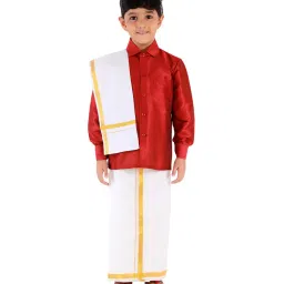 VASTRAMAY Kids Maroon Ethnic Shirt image 4