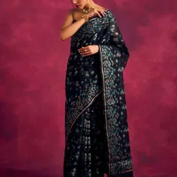 Abhishti Black Woven Saree Without Blouse-picture-22