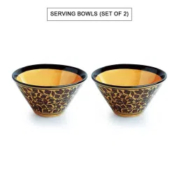 ExclusiveLane Yellow & Brown Ceramic Serving Bowl - Set of 2 image 2
