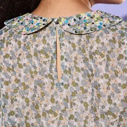 QUIERO Floral Print Peter Pan Collar Georgette Top image 4