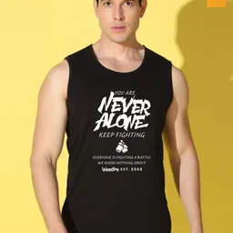 WOOSTRO Pack Of 2 Printed Combed Cotton Gym Vests VWS26(ALONE BLACK)(PLAIN MUSTARD)-picture-23