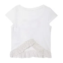 Elle Kids White Cotton Printed T-Shirt image 2