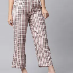Global Republic Pink Cotton Linen Chequered Pants image 4