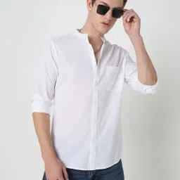 R&B White Cotton Slim Fit Shirt image 5