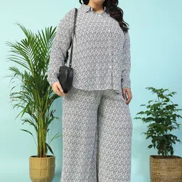 Oxolloxo Curve Women Printed Shirt With Palazzos Co-Ords image 4