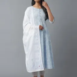 W White Cotton Printed Dupatta image 2