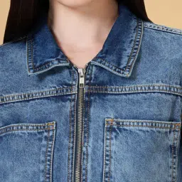 People by Pantaloons Blue Cotton Jacket image 5