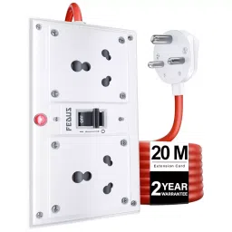FEDUS Extension Switch Board Cord with MCB Switches 2 Socket 3000 W 20 m Cable Length 16 Amp Acrylonitrile Butadiene Styrene-picture-30