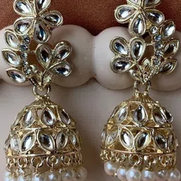 KALAVAATHI Multi Brass Kundan Drop Earrings image 4
