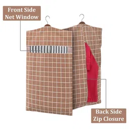 Kuber Industries Brown & Maroon Set Of 12 Striped Cotton Hanging Clothes Organisers image 4