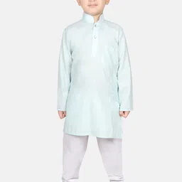 SG YUVRAJ Boys Turquoise Blue Solid Straight Kurta image 5