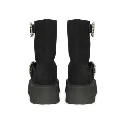 Saint G Women Black Suede Leather Buckle Boots image 5