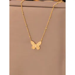 Designs & You Gold Plated Anti Tarnish Stainless Steel Butterfly Themed Pendant image 1