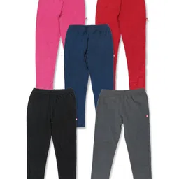Nino Bambino Organic Cotton Pack Of 5 Solid Leggings - Multi Colour-picture-19