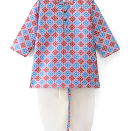 Babyhug 100% Cotton Woven Full Sleeves Printed Kurta & Dhoti Set- Multicolour-picture-38