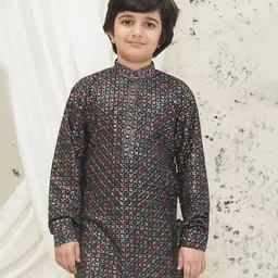 AJ Dezines Cotton Blend Full Sleeves Sequins Embellished & Threadwork Embroidered Kurta - Green-picture-12