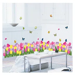 JAAMSO ROYALS Multicolor Blooming Tulips PVC Vinyl Wall Sticker-image-10