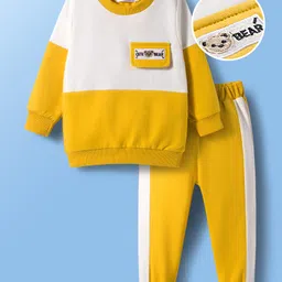Mark & Mia Cotton Full Sleeves Winter Wear Sweatshirt & Lounge Pant Set With Text Embriodery - Yellow-picture-24
