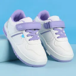 Babyoye Solid Color Casual Shoes with Velcro Closure & Lace Detailing - Purple-picture-18