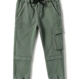 Tales & Stories Cotton Woven Solid Joggers Style Trouser - Green-picture-28