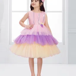 Ministitch Woven Sleeveless Sequin Embellished Layered Dress - Baby Pink-picture-27