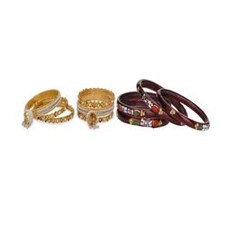 1ST TIME Set Of 6 Gold-Toned Alloy Artificial Stones & Beads Antique Bangles-picture-30