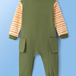 Babyoye 100% Cotton With Eco Jiva Finish Knit Full Sleeves Rompers With Bear Patch Applique - Multicolour image 2