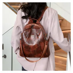 SYGA Women Soft Backpack Breathable Daily Style with Fine Stitching & Smart Storage Pockets(Brown) image 2