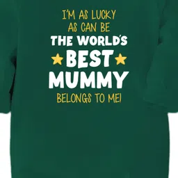 Zeezeezoo 100% Cotton Knit Family Theme Full Sleeves I m As Lucky As Can Be The Worlds Best Mummy Belongs To Me Text Printed Romper - Forest Green image 3