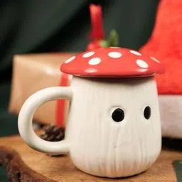 ArteCasa White & Red Handcrafted Printed Ceramic Glossy Mugs Set of Cups and Mugs image 2