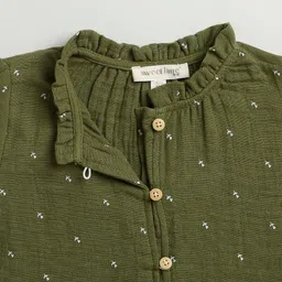 Sweetlime by A.S Cotton Woven Full Sleeves Floral Printed Top - Green image 4