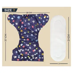Sparkle Joy Free Size Reusable Cloth Nappies With 2 Smart Dry Inserts - Blue image 3