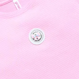 giniekids Cotton Half Sleeves Bow Patch Detailed Top - Pink image 4