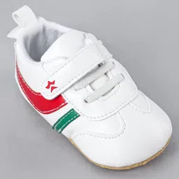 Cute Walk by Babyhug Booties with Velcro Closure & Tape Detailing - White Red & Green image 3