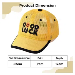 Bembika Good Luck Text Detailed Baseball Cap - Yellow - Circumference 52 Cm image 3