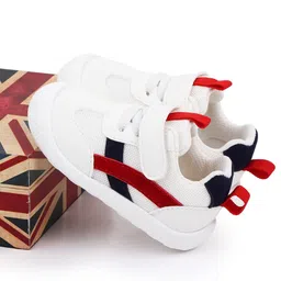 KIDLINGSS Mesh Detailed Colour Blocked Velcro Closure Shoes - White & Red image 4