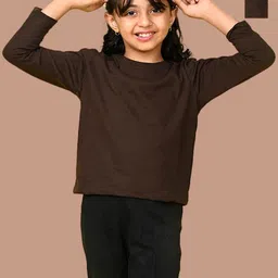 NUSYL Girls Pack Of 2 Solid Round Neck Cotton T-shirts-picture-24