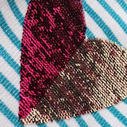 Yellow Apple Knit Full Raglan Sleeves Striped Sweater with Reversible Sequins - Teal Blue image 4