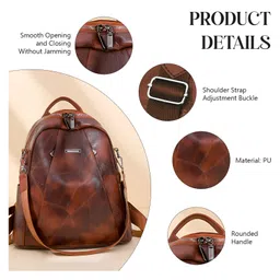 SYGA Women Soft Backpack Breathable Daily Style with Fine Stitching & Smart Storage Pockets(Brown) image 4