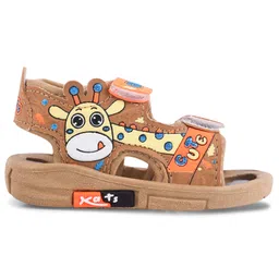 KATS Giraffe Patch Detailed Musical Velcro Closure Sandals - Tan image 5
