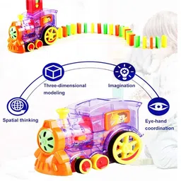 Domenico Domino Train Toy with Blocks Set for Kids Educational Game with Light & Sound Stacking Toy for 3-7 Year Old Toys for Kids (Battery Included) 40 Pieces image 4